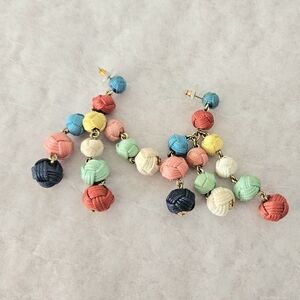Colorful String Ball Drop Pierced Earrings